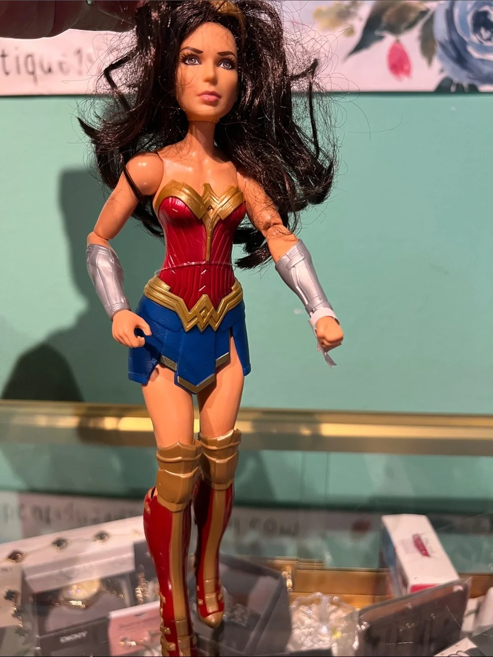 Vintage 2016 Mattel Wonder Woman Doll in Red, Blue and Gold Outfit